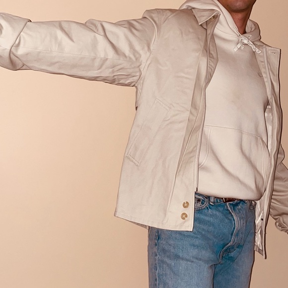 Men’s Stylish White Canvas Jacket - Picture 2 of 4